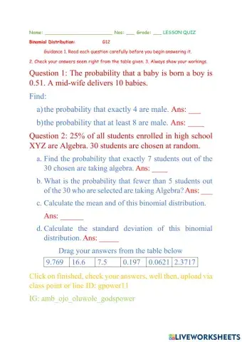 Binomial Distribution G12