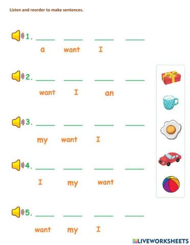 Listen and reorder - I want...