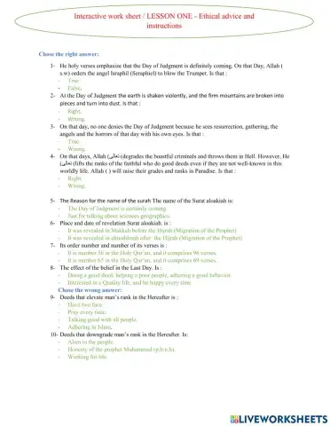 Ethical advice and instructions