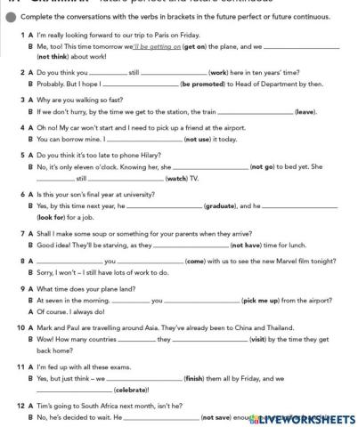 Future perfect and continious