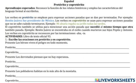 Preterito y copreterito