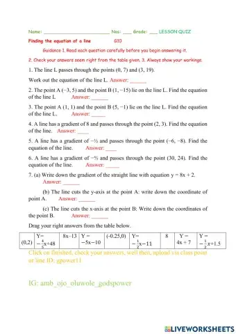 Equation of a straight line G10