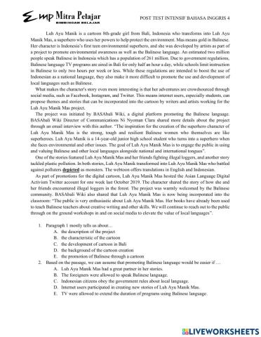 Post test intensif english 4