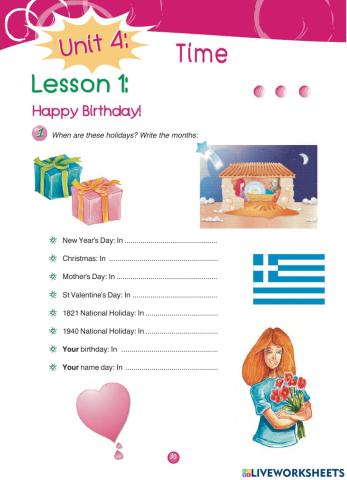 Δ' δημοτικού-UNIT 4-LESSON 1 workbook