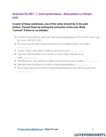 Grammar for PET - 7. Past perfect tense - Past perfect v.s Simple past.