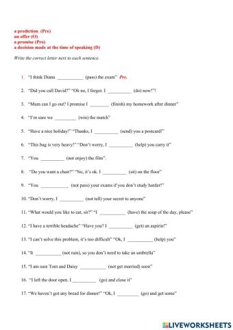 Will and Won't - 6B Complete the blanks