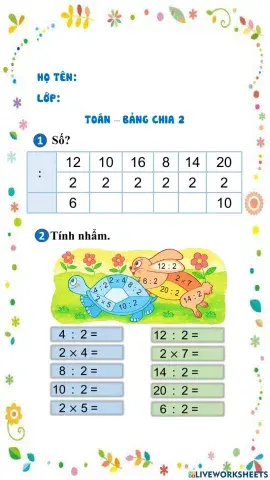 Toán Bảng chia 2