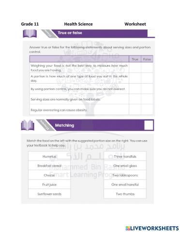 Serving Size and portion control