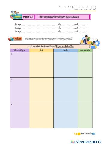 ใบกิจกรรมที่ 2.3 ว22104