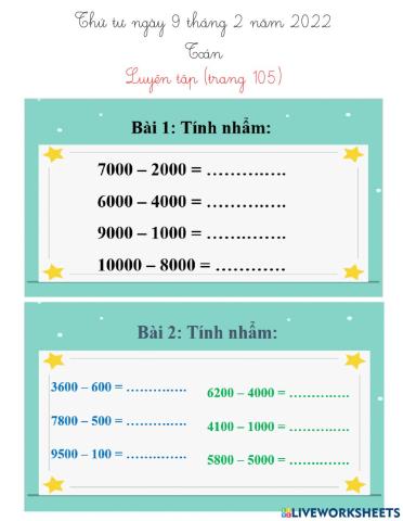 Toán - Luyện tập trang 105