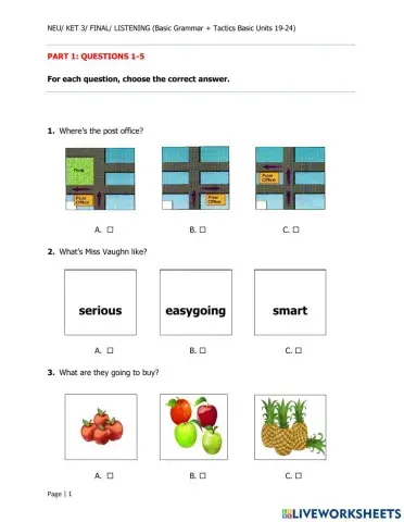 Ket 3 final test- listening