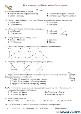 Розв'язування графічних задач. Газові закони