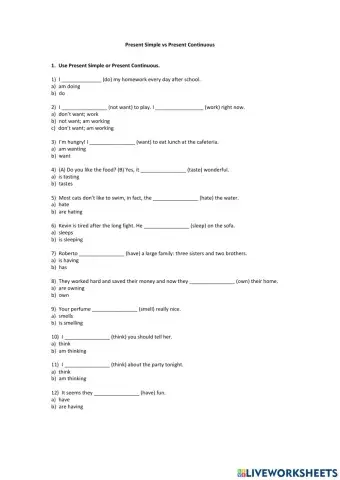 Present Simple vs Present Continuous