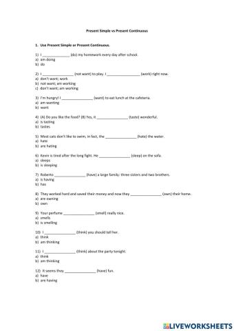 Present Simple vs Present Continuous