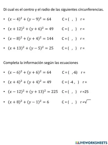Ecuacion de la circunferencia