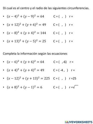 Ecuacion de la circunferencia