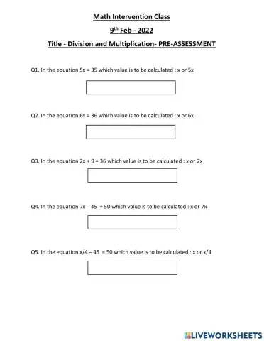 Pre assessment-9th feb