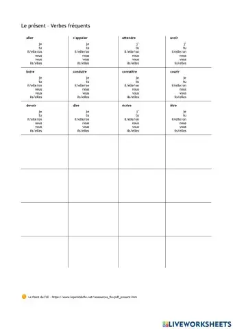 12 VERBES IRRÉGULIERS AU PRÉSENT