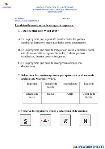 Examen 2° quimestre