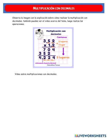 Multiplicación con decimales