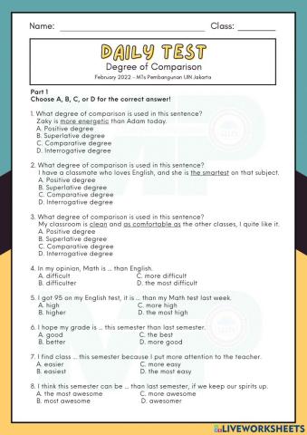 Degree of Comparison Test