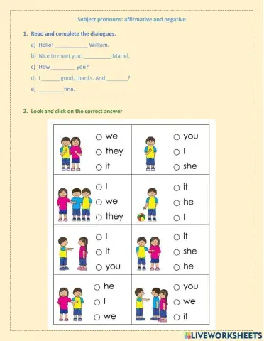 Subject pronouns and basic info
