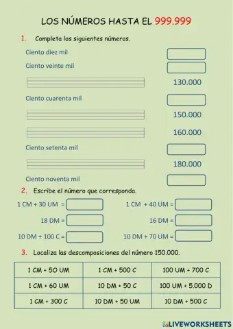 Los números hasta el 999.999