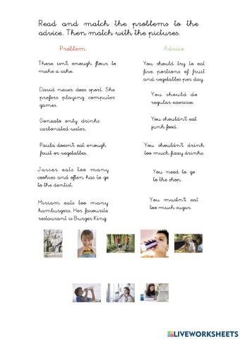 Read and match the problems to the advice