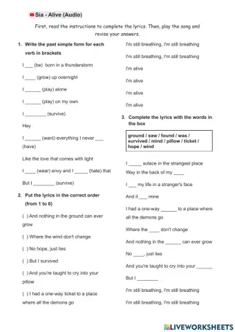 2A: Past simple-Alive (Sia)