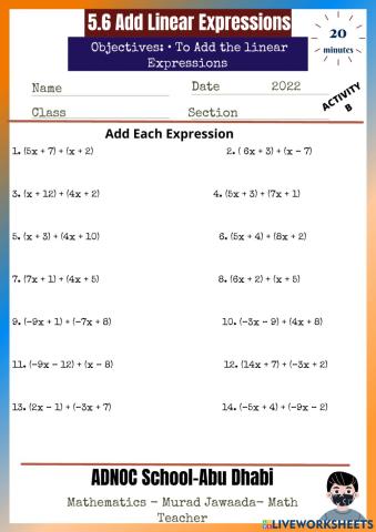 5.6 Add Linear Expression Act.B