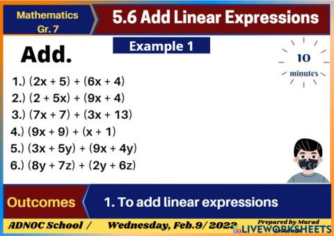 5.6 Add Linear Expressions Example 1