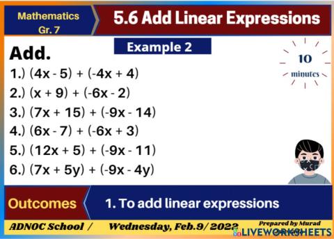 5.6 Add Linear Expressions Example 2