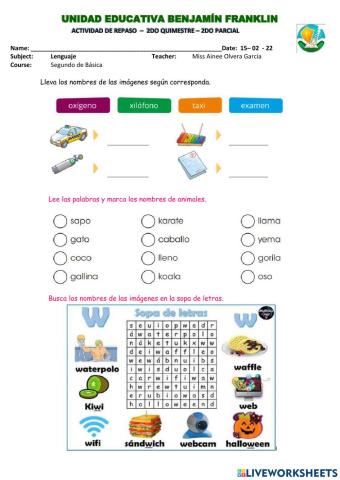 Taller  de repaso 2  lenguaje