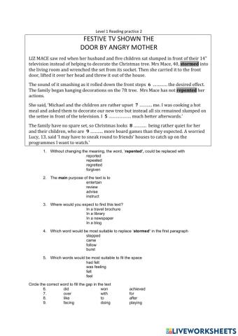 Level 1: reading practice 2p