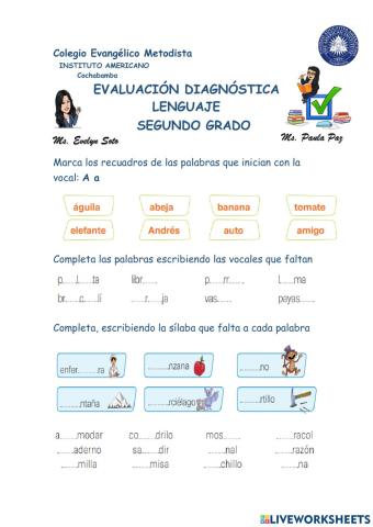 Evaluacion diagnostica Lenguaje