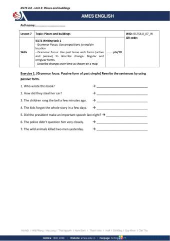 Worksheet U2 Lesson 2 Writing 1