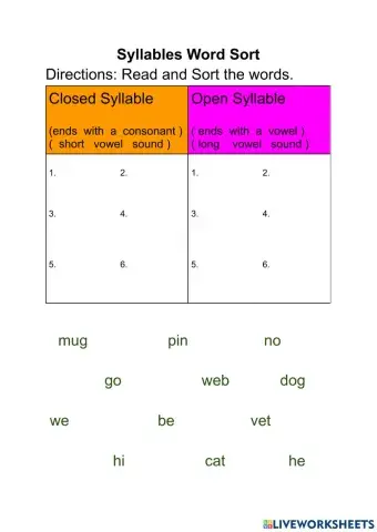 Syllable Sort