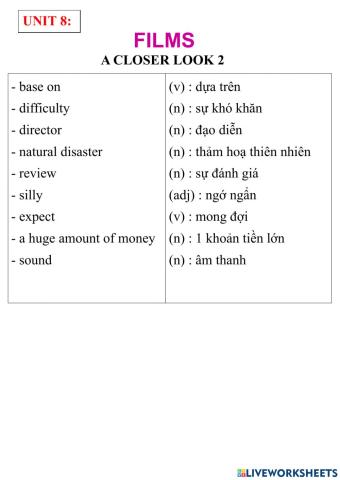 English 6- unit 8- a closer look 2