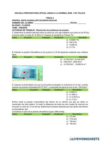 Ejercicios de Presión