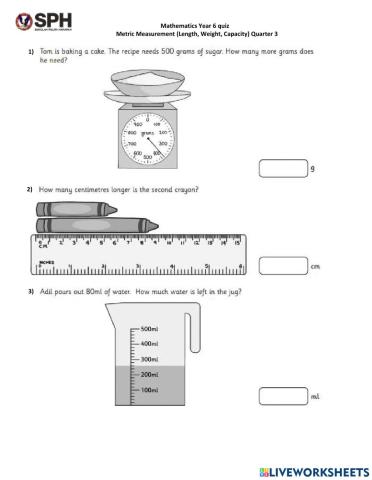 Year 6 Metric Measurement Quiz
