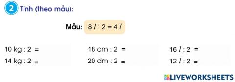 Bảng chia 2-Bài 2