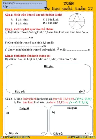 Chu vi hình tròn, diện tích hình thang