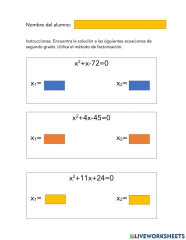 Resolver Ecuaciones de segundo grado por factorización