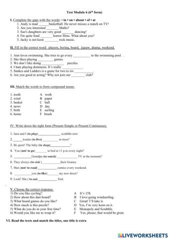 Test Module 6 (6th form)