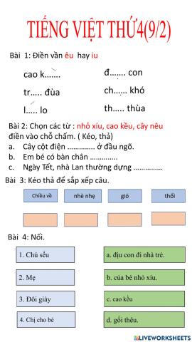 Tiếng Việt thứ 4 (9-2)