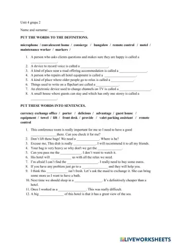 Tourism - hotel facilities