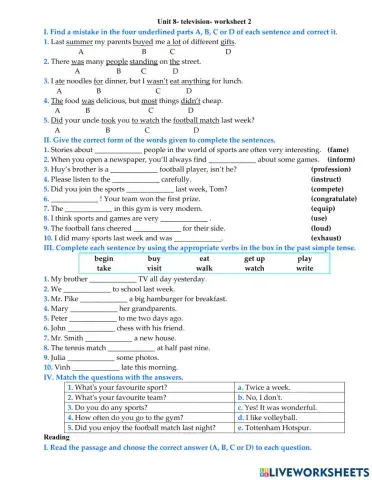 Unit 8- sports and games