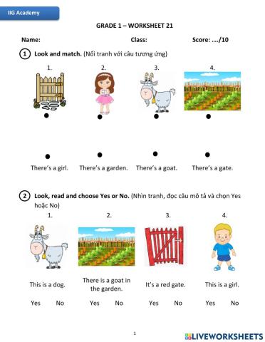 IIG-Grade 1-Worksheet 21