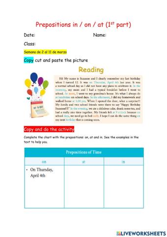 Prepositions in on at