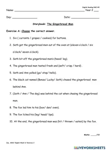 The Gingerbread Man RWI 2